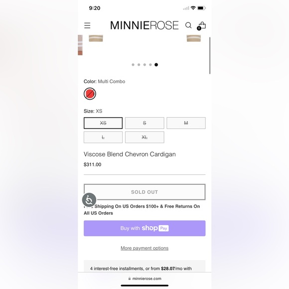 Minnie Rose Viscose Blend Chevron Cardigan Multi Color (read description) - Picture 8 of 15